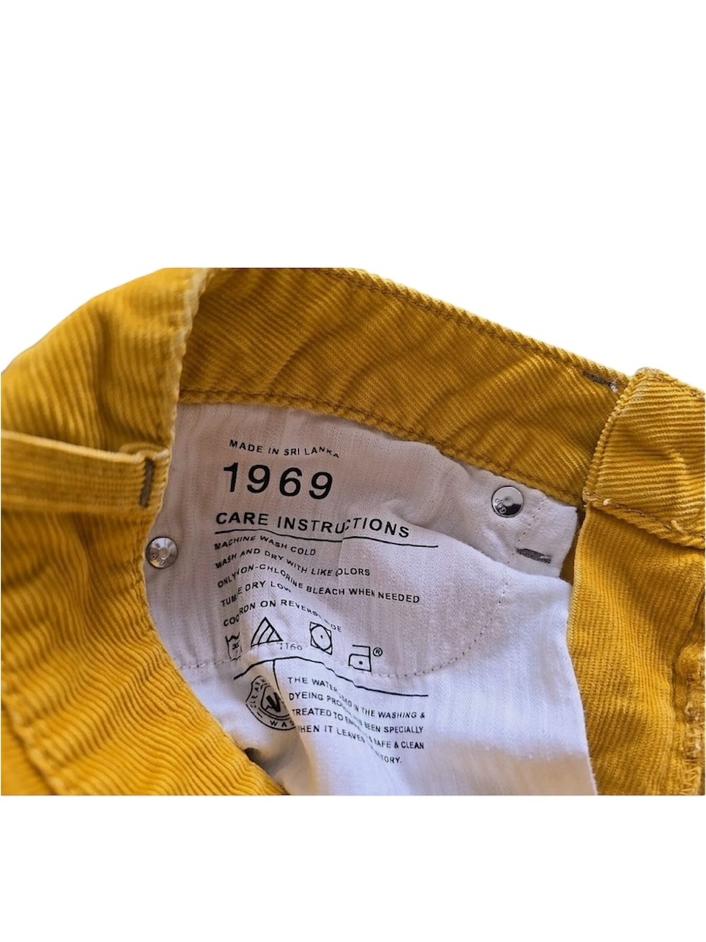 GAP 1969 Mustard Yellow Corduroy Straight Leg Pants - Picture 4 of 4